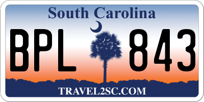 SC license plate BPL843