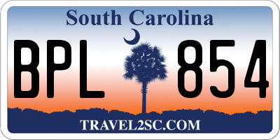 SC license plate BPL854