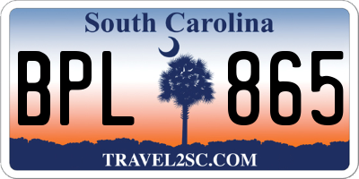 SC license plate BPL865