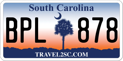 SC license plate BPL878