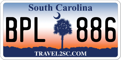SC license plate BPL886