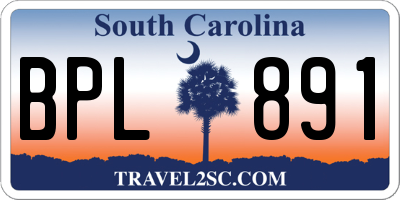 SC license plate BPL891
