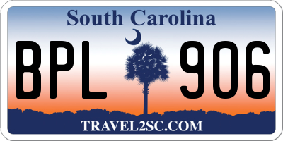 SC license plate BPL906