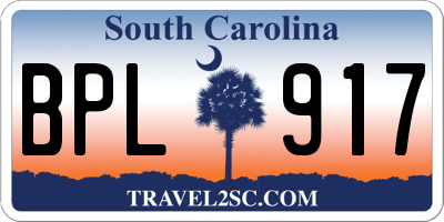 SC license plate BPL917