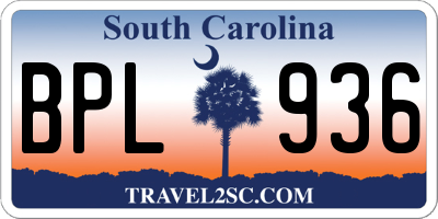SC license plate BPL936
