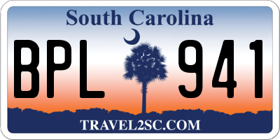 SC license plate BPL941