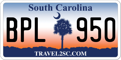 SC license plate BPL950