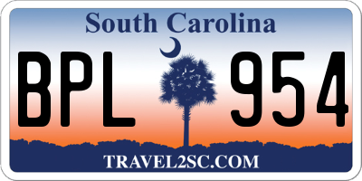 SC license plate BPL954