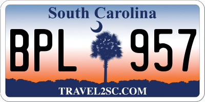 SC license plate BPL957