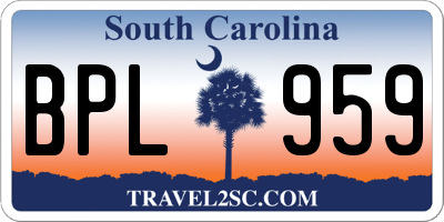 SC license plate BPL959