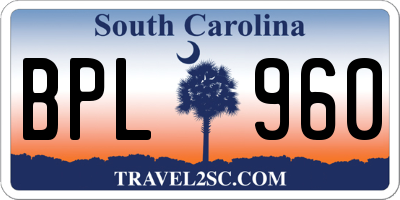 SC license plate BPL960