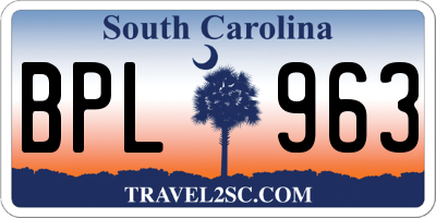 SC license plate BPL963