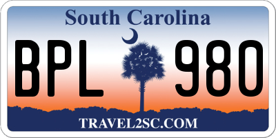 SC license plate BPL980