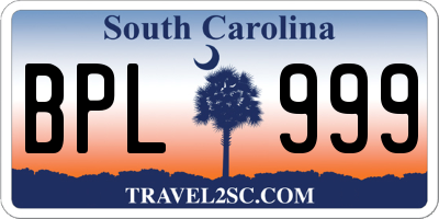 SC license plate BPL999
