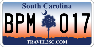 SC license plate BPM017