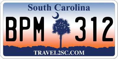 SC license plate BPM312