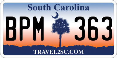 SC license plate BPM363
