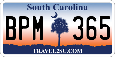 SC license plate BPM365