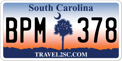 SC license plate BPM378