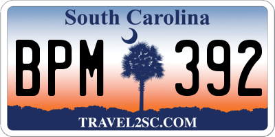 SC license plate BPM392