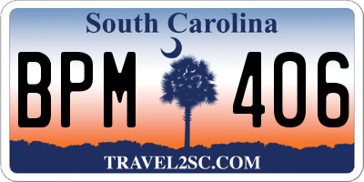 SC license plate BPM406