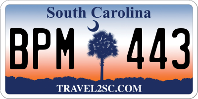 SC license plate BPM443