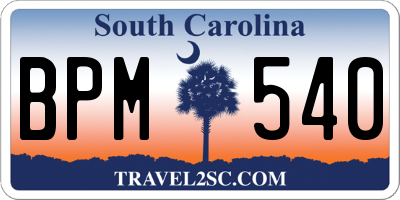 SC license plate BPM540