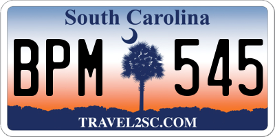 SC license plate BPM545