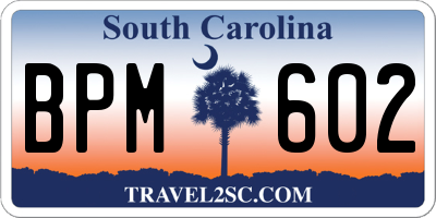 SC license plate BPM602