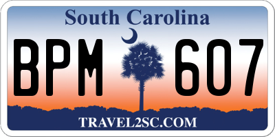 SC license plate BPM607