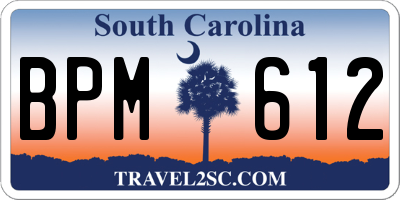 SC license plate BPM612