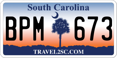 SC license plate BPM673
