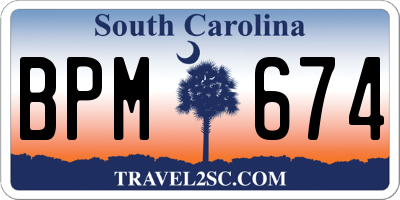 SC license plate BPM674