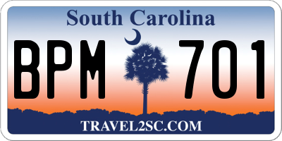 SC license plate BPM701