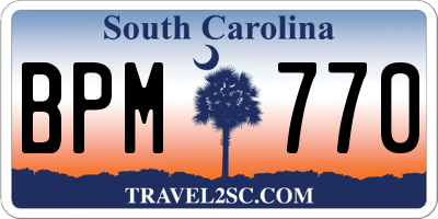SC license plate BPM770