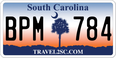 SC license plate BPM784