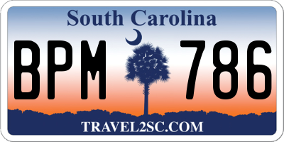 SC license plate BPM786