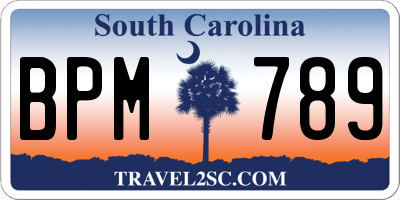 SC license plate BPM789
