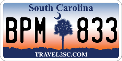 SC license plate BPM833