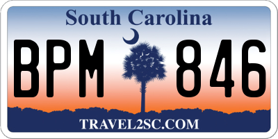 SC license plate BPM846