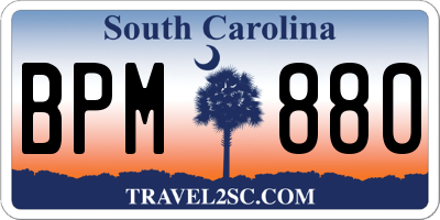 SC license plate BPM880