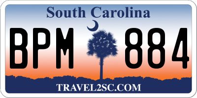 SC license plate BPM884