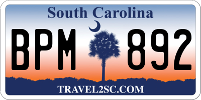 SC license plate BPM892