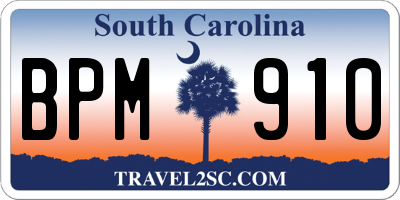 SC license plate BPM910