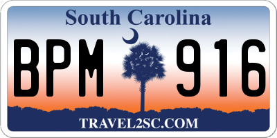 SC license plate BPM916
