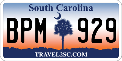 SC license plate BPM929