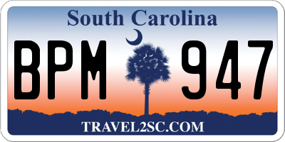 SC license plate BPM947