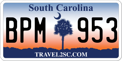 SC license plate BPM953