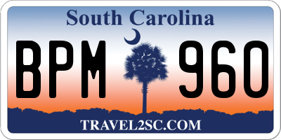 SC license plate BPM960