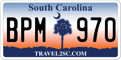 SC license plate BPM970